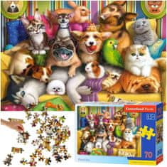 WOWO Puzzle Playful Animals za otroke - CASTORLAND Puzzle Playful Animals 70 kosov za otroke 5+