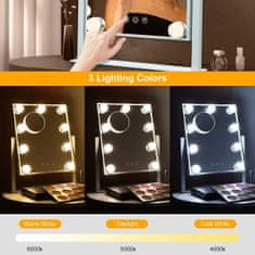 Northix Ogledalo za ličenje z osvetlitvijo LED - črno 