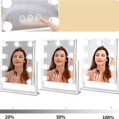 Northix Ogledalo za ličenje z osvetlitvijo LED - belo 