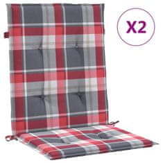 Vidaxl Blazine za vrtne stole 2 kosa rdeče karo 100x50x3 cm oxford