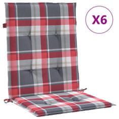 Vidaxl Blazine za vrtne stole 6 kosov rdeče karo 100x50x3 cm oxford