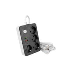 master LED  Podaljšek 4x vtičnica SCHUKO + 2x USB-A + 1x USB-C črno bel 