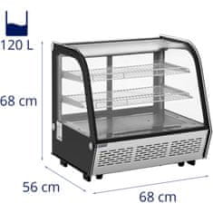 Royal Catering Hladilna vitrina, zastekljena, 3 nivoji 120 l