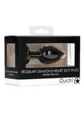 Ero Diamond Heart Butt Plug - Regular - Black