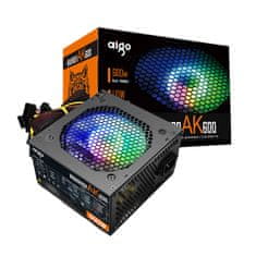 Aigo Računalniški napajalnik Aigo AK600 RGB (črn)