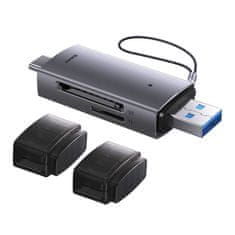 NEW Baseus Lite Series Bralnik pomnilniških kartic SD/TF, USB + USB-C (siv)