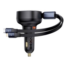 NEW Avtomobilski polnilec Baseus Enjoyment USB s kablom USB-C in Lightning 60 W (črn)