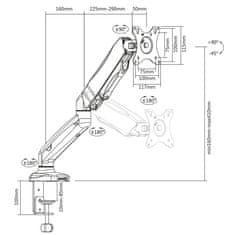 ACT AC8311 hidravlična roka za monitor Office 13"-32" črna