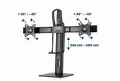 Gembird MS-D2-01 Namizno stojalo za dvojni monitor 17"-27", nastavljivo po višini