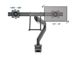 Gembird MA-DA2-04 namizna nastavljiva roka za 2 monitorja 17"-32" z držalom