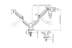 Digitus DA-90395 Univerzalni dvojni nosilec za monitor 15"-32" s plinsko vzmetjo in nosilcem za pritrditev črn