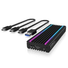 RaidSonic Ohišje IcyBox IB-1824ML-C31 za 1x NVMe z vmesnikoma USB 3.1 (Gen 2) Type-C in Type-A LED črn