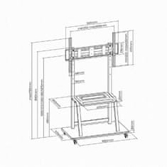 Gembird TVS-100F-01 TV stojalo na kolesih 37"-100" črno