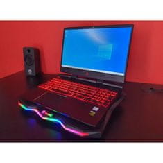 Marvo FN-40 2-port HUB, do 17", RGB črno stojalo za prenosni računalnik s ventilatorjem