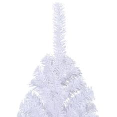 Vidaxl Umetna polovična novoletna jelka s stojalom bela 210 cm PVC