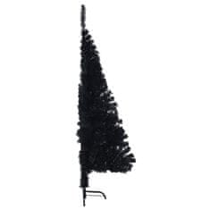 Vidaxl Umetna polovična novoletna jelka s stojalom črna 120 cm PVC