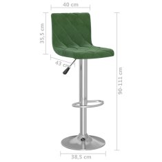 Vidaxl Barski stolčki 2 kosa temno zelen žamet