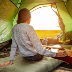 OUTSUNNY Vodoodbojna Zračna Vzmetnica Camping Sleeping Mat S Tlačilko In Torbo Za Prenašanje, Zelena, Do 80 Kg 