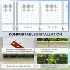 OUTSUNNY Ograja Za Ribnik, Vrtna Ograja 365 X 126 Cm, Komplet 4 Okrasnih Ograj Za Bazen Z Ograjo Za Noge Za Teraso, Balkon, Mreža, Črna 