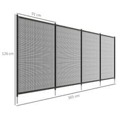 OUTSUNNY Ograja Za Ribnik, Vrtna Ograja 365 X 126 Cm, Komplet 4 Okrasnih Ograj Za Bazen Z Ograjo Za Noge Za Teraso, Balkon, Mreža, Črna 