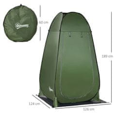 OUTSUNNY Pop-Up Shower Tent Wc Šotor Za Kampiranje, Mobilni Zunanji Wc, Temno Zelen, S Torbo Za Prenašanje, 126X124X189 Cm 