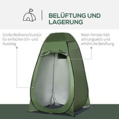 OUTSUNNY Pop-Up Shower Tent Wc Šotor Za Kampiranje, Mobilni Zunanji Wc, Temno Zelen, S Torbo Za Prenašanje, 126X124X189 Cm 