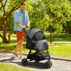 PAWHUT Pet Buggy Dežna Prevleka Varnostni Povodec Košara Za Shranjevanje Zložljivi Majhni Psi Oxford Grey 