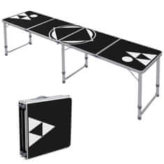 OUTSUNNY Beer Pong Miza Zložljiva Miza Za Kampiranje 240 X 60 Cm Zložljiva Miza Nastavljiva Po Višini Potovalna Miza Za Vrt, Balkon, Aluminij, Črna 