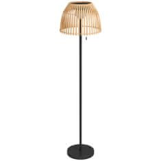 OUTSUNNY Solar Floor Lamp Outdoor Floor Lamp, Usb Polnilna Led Solarna Svetilka Za Notranje Prostore, Ip44 Vodoodporna Talna Svetilka, Zatemnitvena Topla Bela, Pull Verižno Stikalo, Bambus, Naravni Ton 