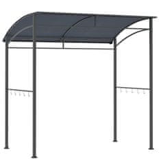 OUTSUNNY Bbq Gazebo Grill Nadstrešek Dežna Prevleka Uv Odporna Vodoodporna S Kavlji Jekleni Okvir Poliester Siva 215 X 150 X 174/220 Cm 