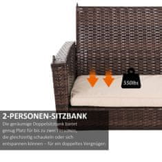 OUTSUNNY Viseča Klop 2-Sedežna Vrtna Gugalnica Iz Ratana S Sedežno Blazino Viseča Gugalnica Hollywood Swing Garden Bench Brown 127 X 57,5 X 60 Cm 