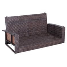 OUTSUNNY Viseča Klop 2-Sedežna Vrtna Gugalnica Iz Ratana S Sedežno Blazino Viseča Gugalnica Hollywood Swing Garden Bench Brown 127 X 57,5 X 60 Cm 