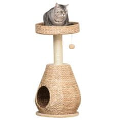 PAWHUT Cat Tree Praskalnik Pohištvo Za Mačje Mladiče Z Igračo Z Žogo Iz Mehkega Pliša Sisal, Rumena, Višina 82,5 Cm 