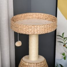 PAWHUT Cat Tree Praskalnik Pohištvo Za Mačje Mladiče Z Igračo Z Žogo Iz Mehkega Pliša Sisal, Rumena, Višina 82,5 Cm 