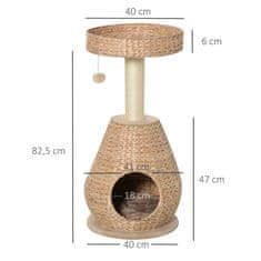 PAWHUT Cat Tree Praskalnik Pohištvo Za Mačje Mladiče Z Igračo Z Žogo Iz Mehkega Pliša Sisal, Rumena, Višina 82,5 Cm 