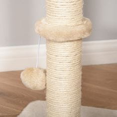 PAWHUT Cat Tree Praskalnik Pohištvo Za Mačje Mladiče Z Igračo Z Žogo Iz Mehkega Pliša Sisal, Bež Višina 100 Cm 