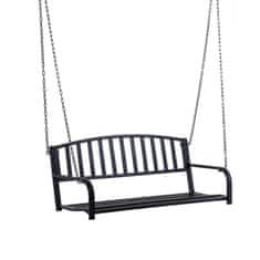 OUTSUNNY Viseča Klop Hollywood Swing Garden Swing 2-Sedežna Gugalnica Z Verigami Kovinsko Črna 127 X 60 X 53 Cm 