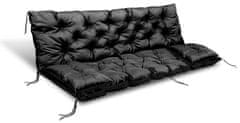 shumee Vrtna blazina 100x60x50 cm + 2 blazini za gugalnico nepremočljiva črna