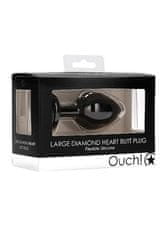 Ero Diamond Heart Butt Plug - velik - črn