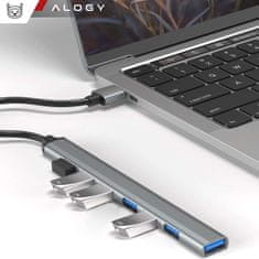 NEW HUB razdelilnik vrat 7x USB 3.0 slim 5GB/s Adapter razdelilnik Alogy Grey