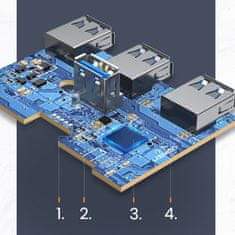 Noah 4-v-1 HUB adapter razdelilnik USB-A/C na 4x USB 3.0 5Gb/s 1m črn