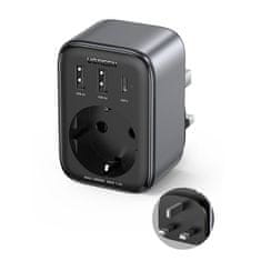 Ugreen Omrežni polnilec 2v1 EU AC adapter 13A 2x USB USB-C 30W Angleški vtič Velika Britanija črna