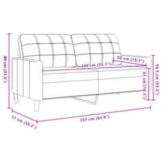 Vidaxl Dvosed temno siv 140 cm žamet