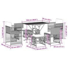 Vidaxl Vrtna jedilna garnitura 7-delna z blazinami bež poli ratan