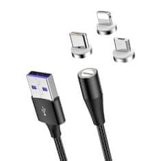 Cool Mango Univerzalni magnetni polnilni kabel 3v1, vrtljiv polnilni kabel, magnetni polnilnik, enostavno polnenje telefona, trpežen kabel, 3 različni priključki (USB C, Lightning, Micro USB), 1m dolžine - Kabli