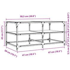 Vidaxl Klubska mizica s stekleno površino 98,5x50x45 cm jeklo