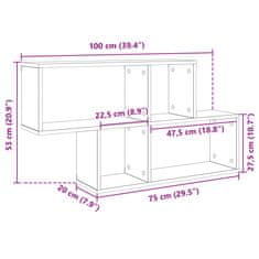 Vidaxl Stenska polica dimljeni hrast 100x20x53 cm inženirski les