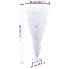 Vidaxl Obrnjena umetna novoletna jelka s stojalom bela 120 cm