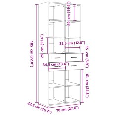 Vidaxl Visoka omara siva sonoma 70x42,5x185 cm inženirski les