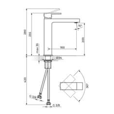 Rosan Armatura za umivalnik QUADRO JQ30109B, povišana